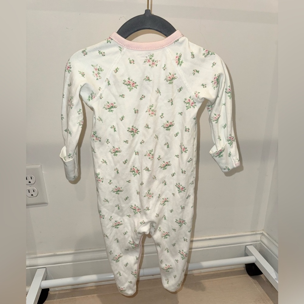 Pristine Polo Ralph Lauren Baby Girls Rosebud Pink Floral Onesie Footie 9M - Picture 3 of 4